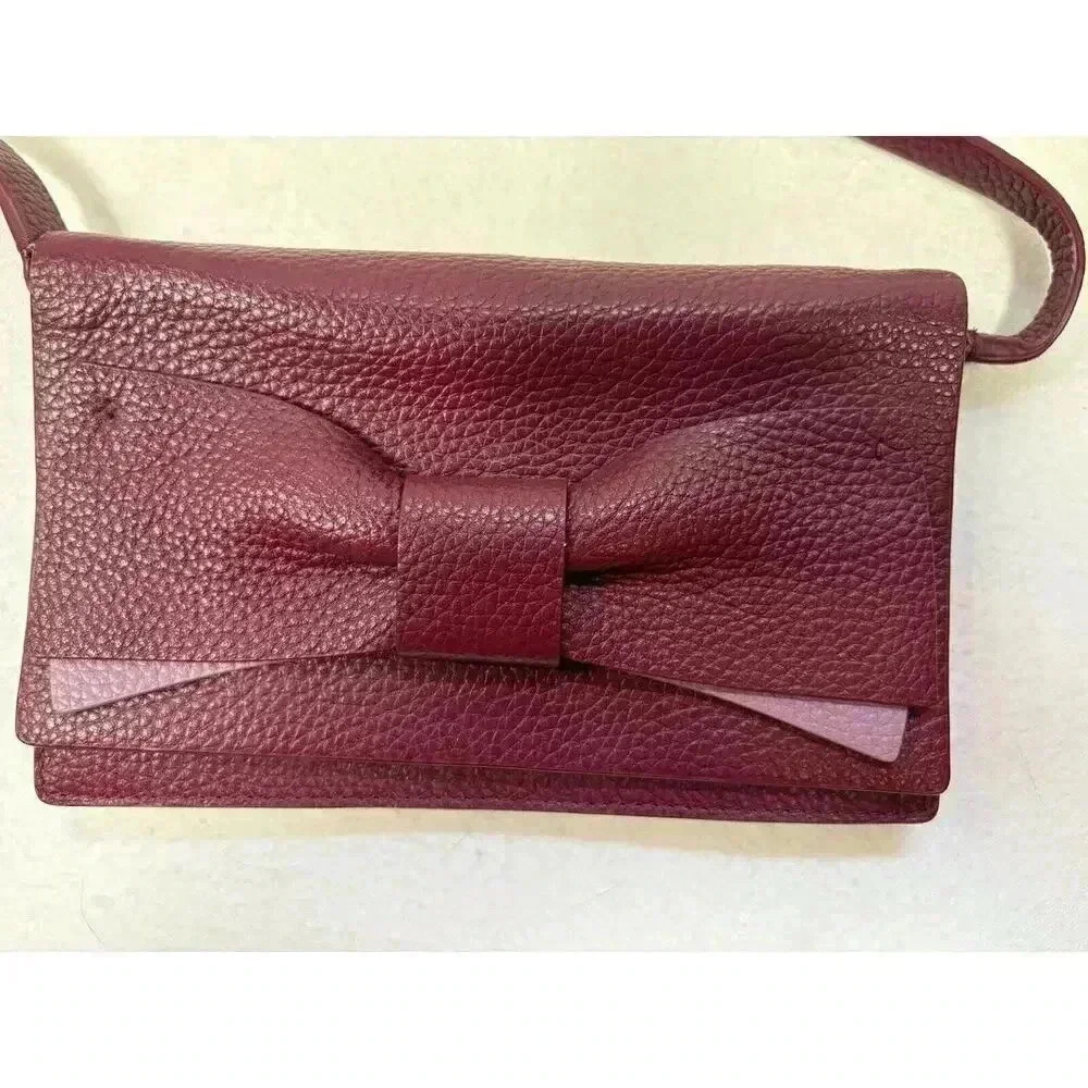Kate Spade Excellent Cond Jacienda Eden Lane Merlot Bow Crossbody Clutch Bag - Picture 4 of 8